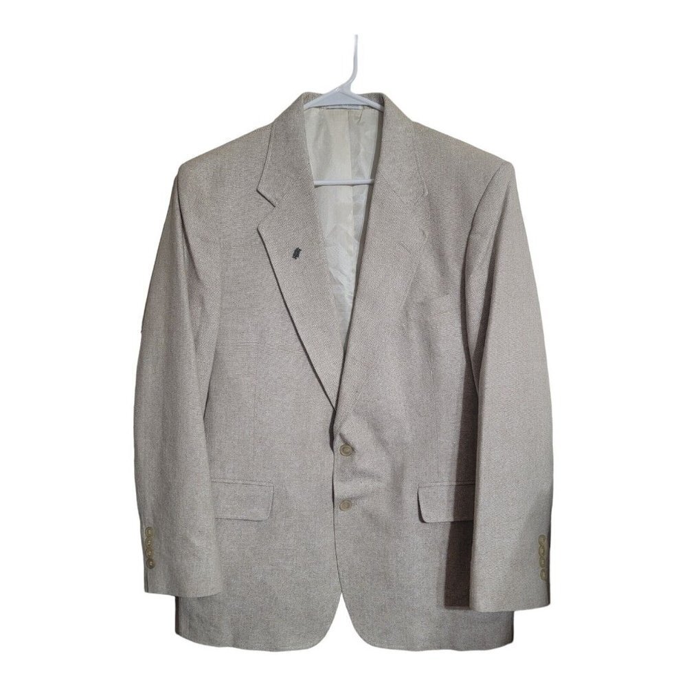 Davis & Squire Jacket Men 42R Beige Sport Coat Blazer Silk Yarn Vacation Career